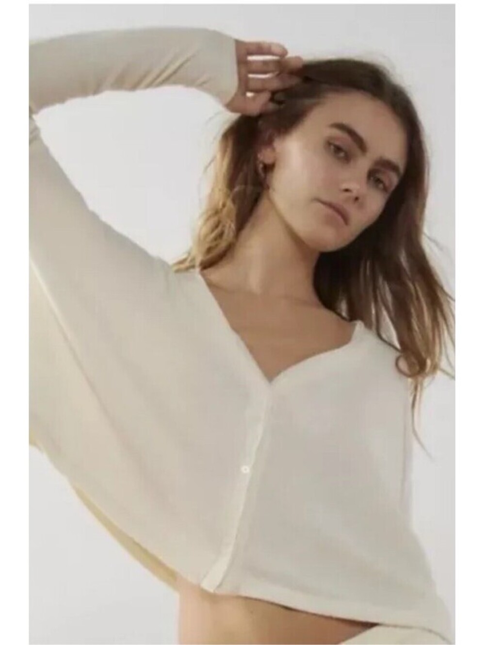 Urban Outfitters Out From Under Women XS Super Soft Ivory Sweater Button L/S NWT - Picture 2 of 15
